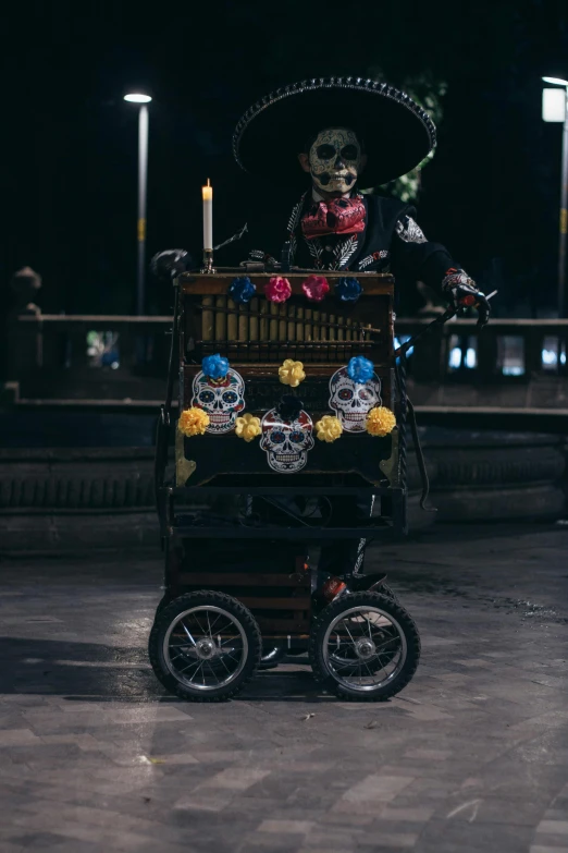 a skeleton with a mexican hat and mexican decoration