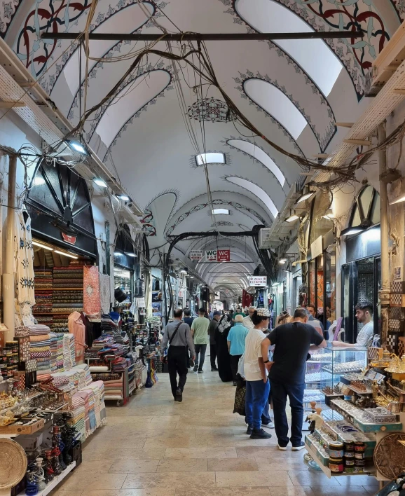 the shoppers are walking through the shopping district