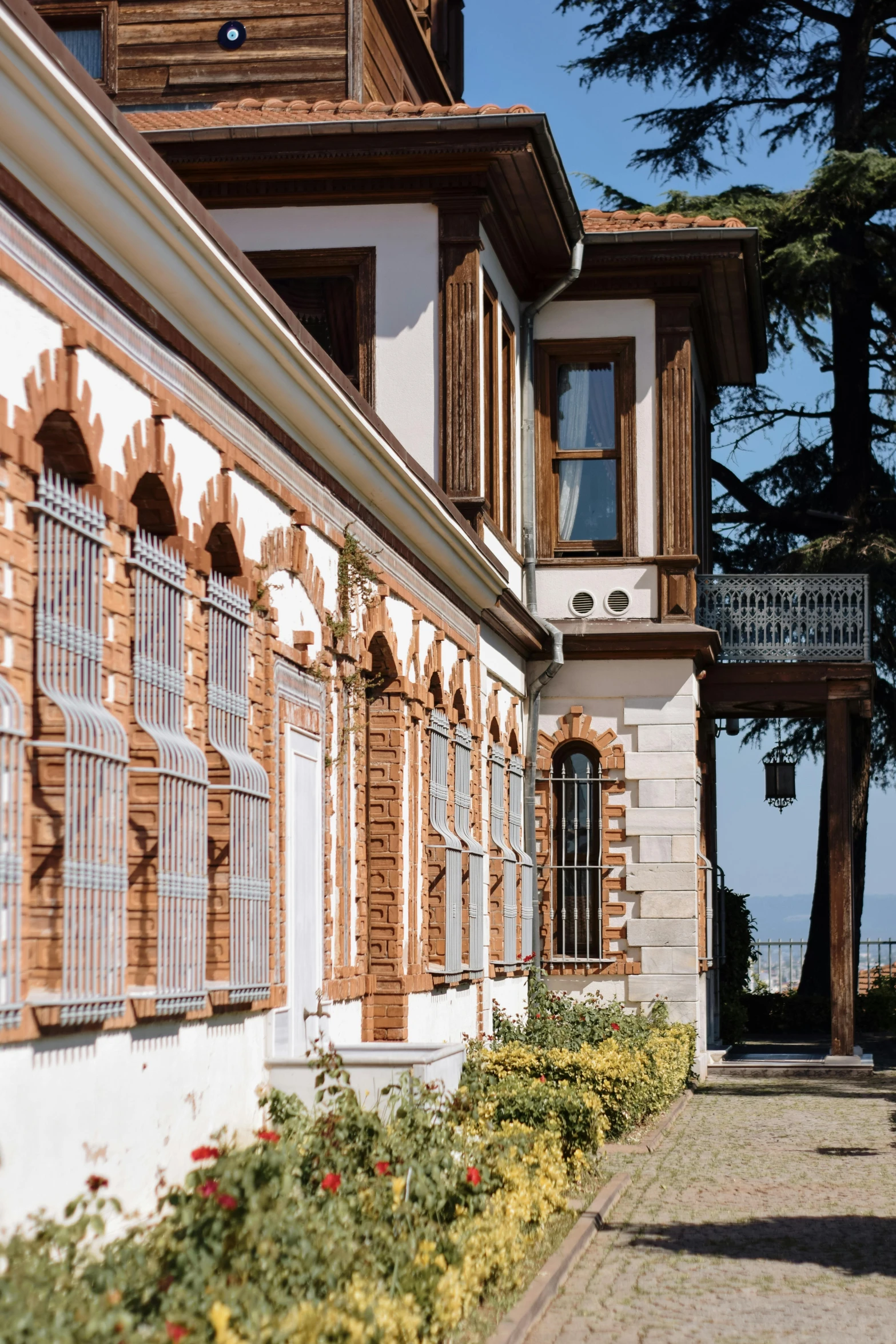 the house is located at the end of the walkway