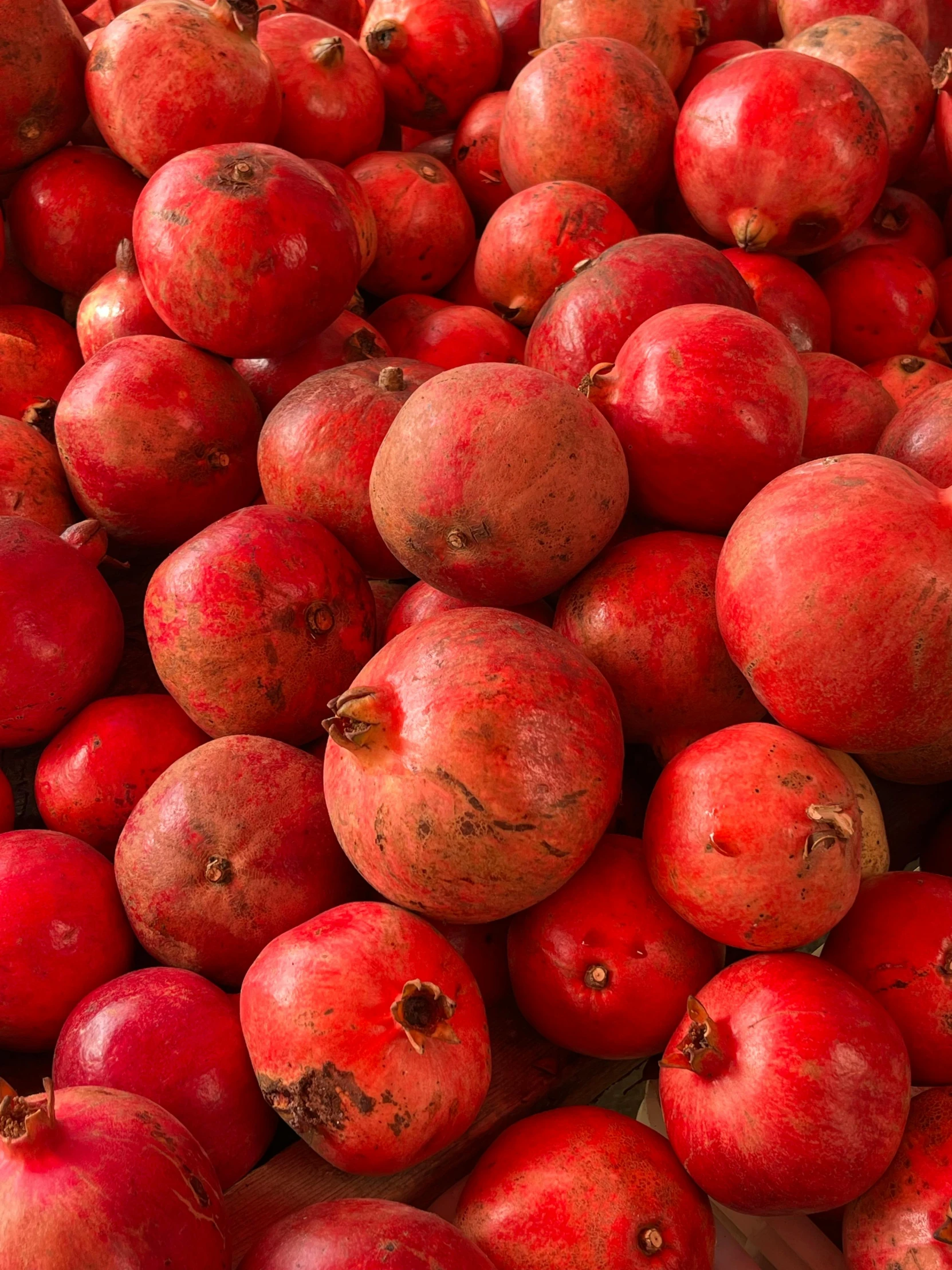 a bunch of red fruit sitting on top of each other