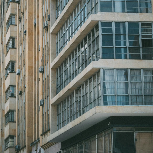 some buildings with a bunch of windows on top