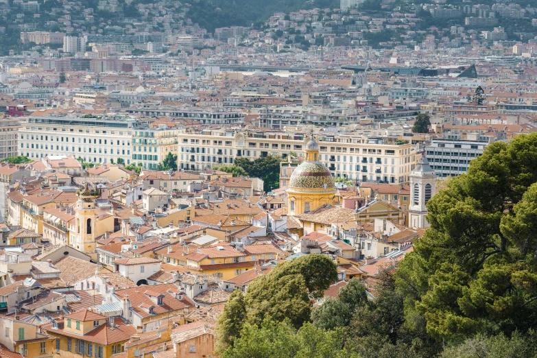 a city in italy with tall buildings on top