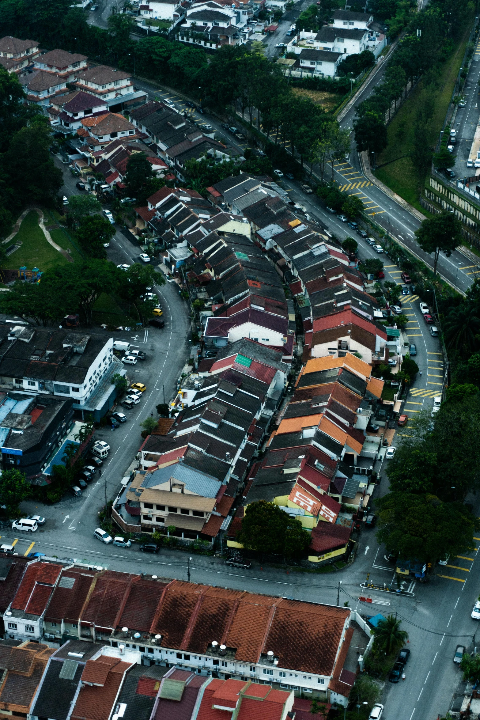 a large city with cars and people around it