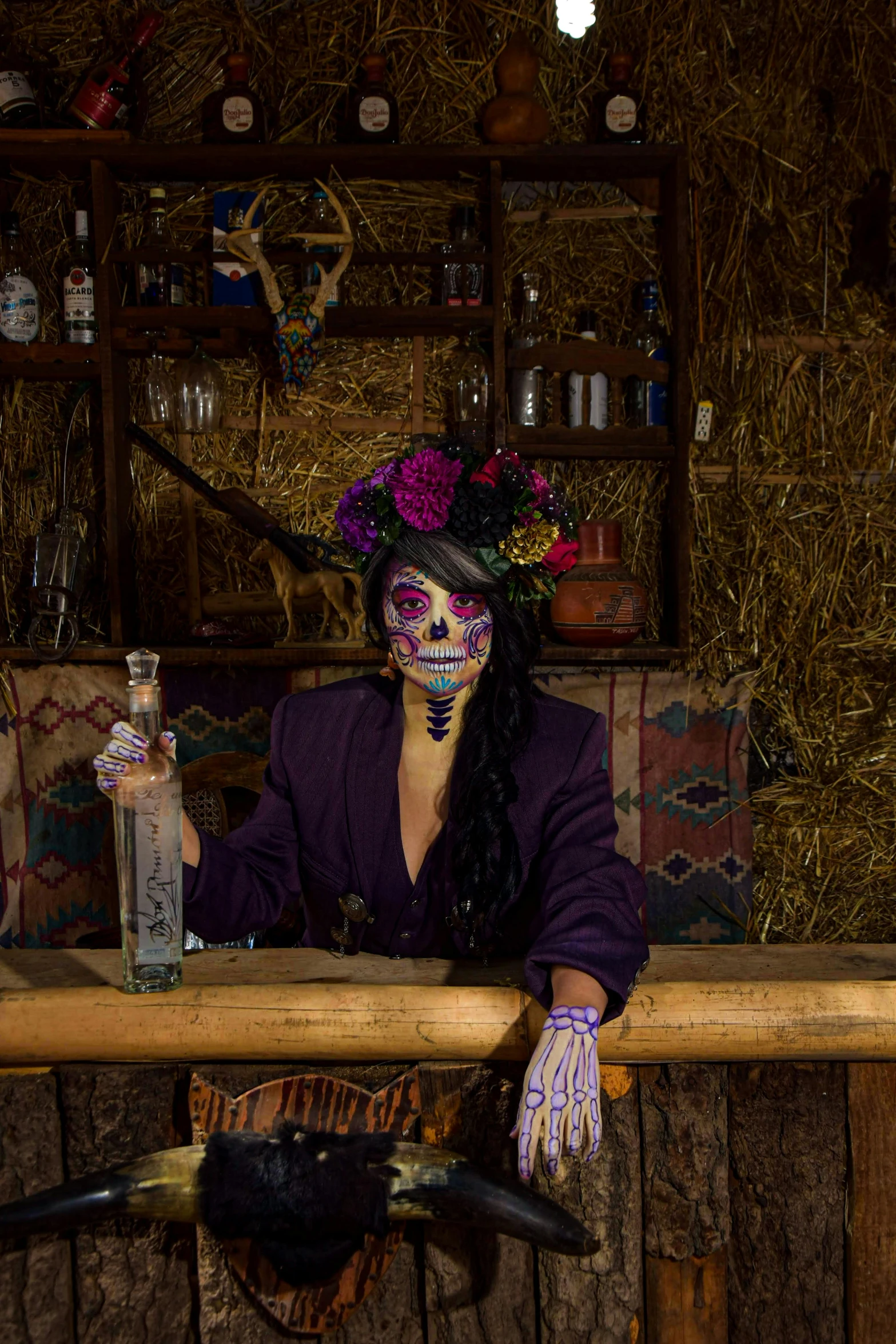 an image of a woman wearing flowers on her head