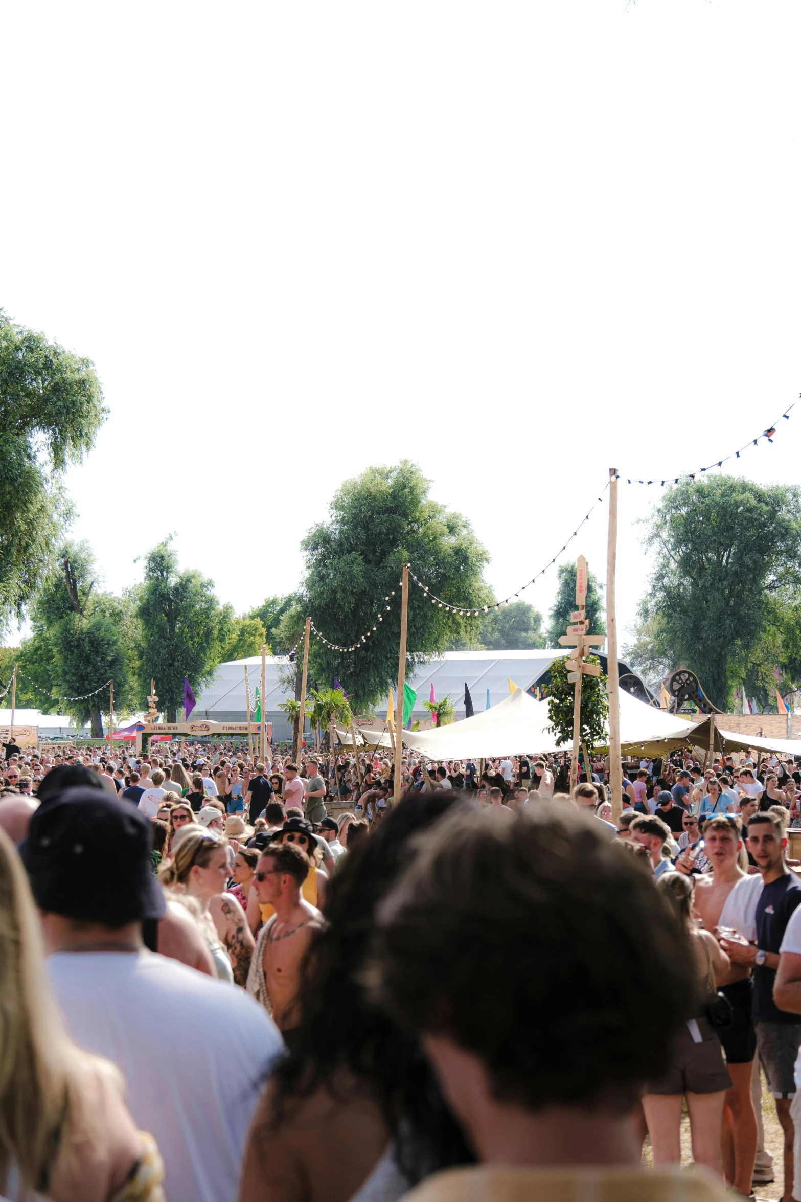 a large group of people standing around in the park