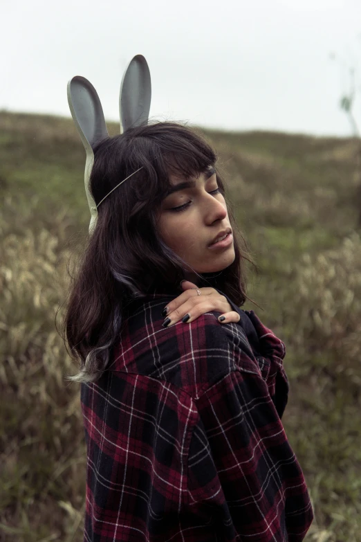 a person with some bunny ears on their head