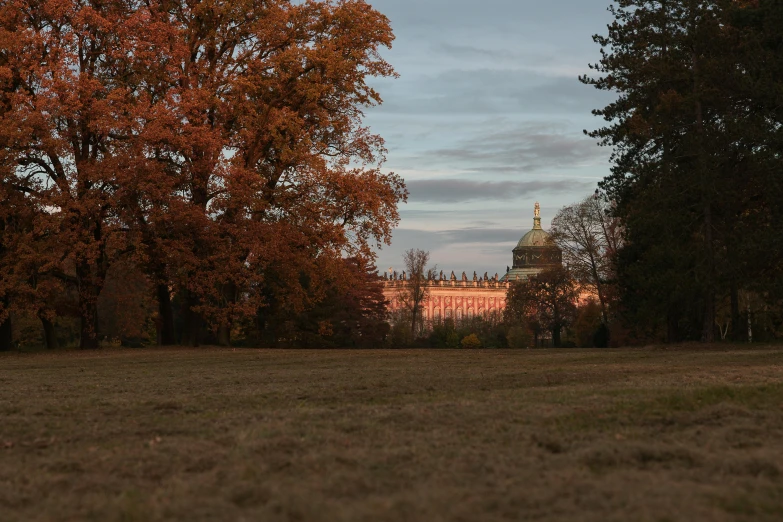 an image of a castle sitting in the middle of a forest