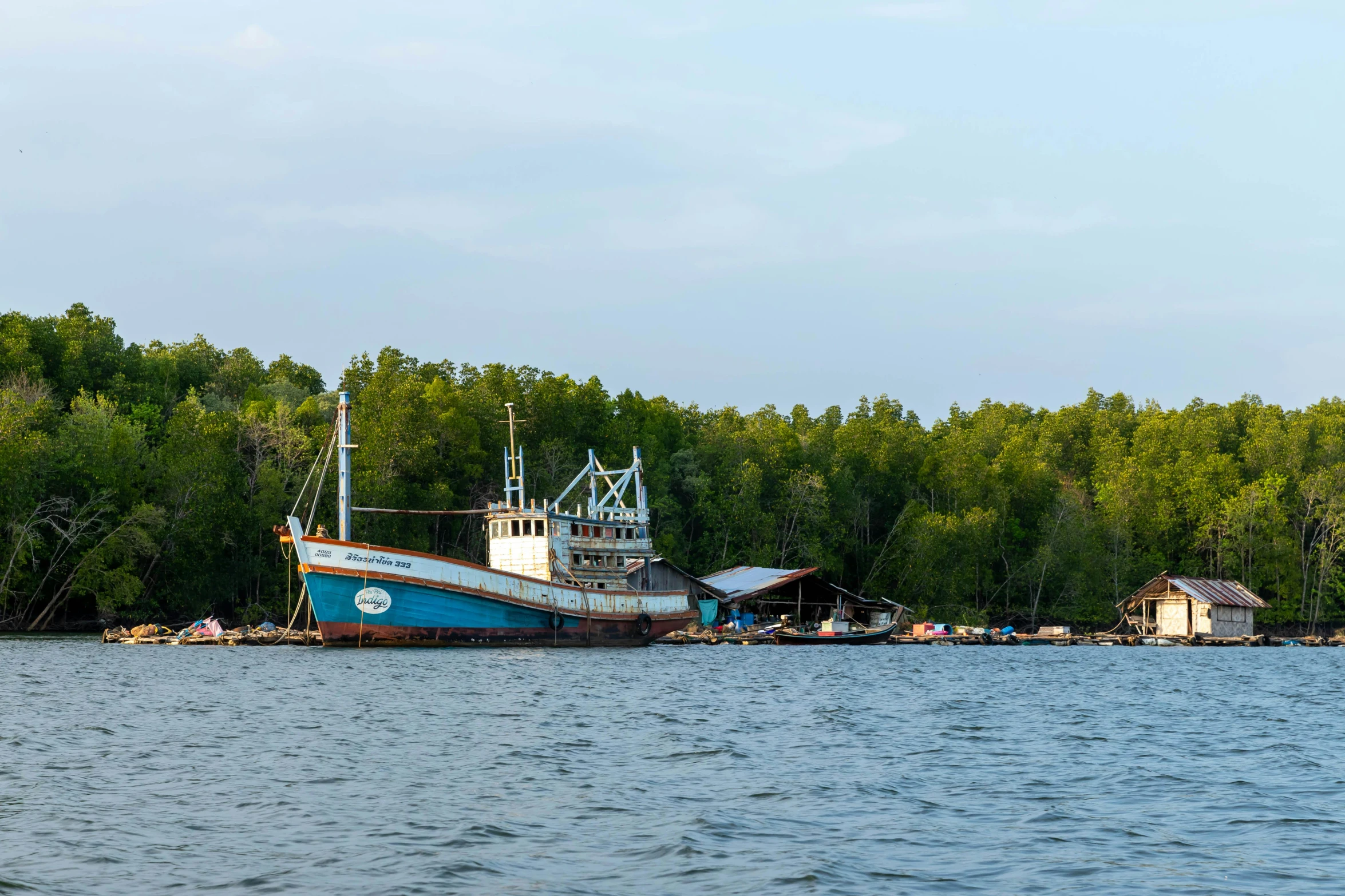 a boat that has been placed in the water