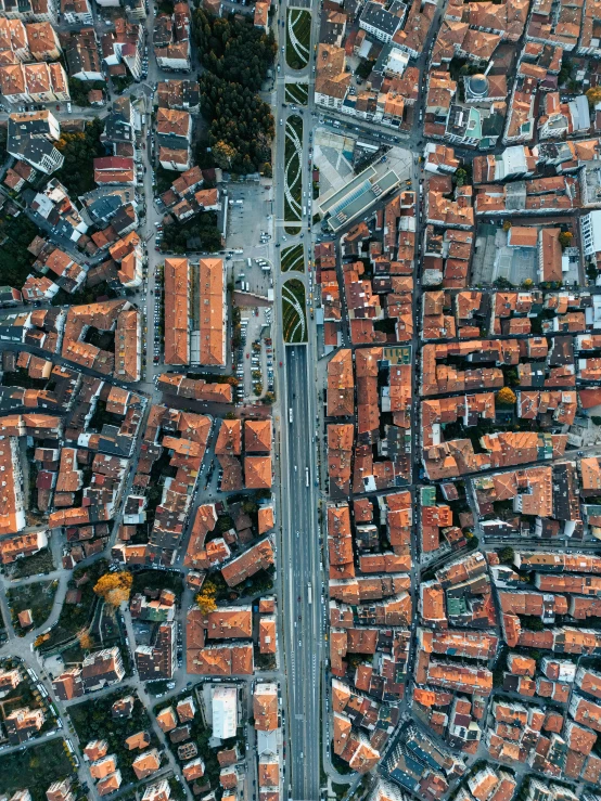 a very big city from above in an aerial view