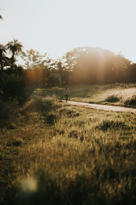 a person riding a bike down a rural road