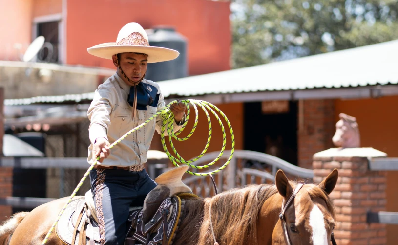 a man in a cowboy hat on top of a horse