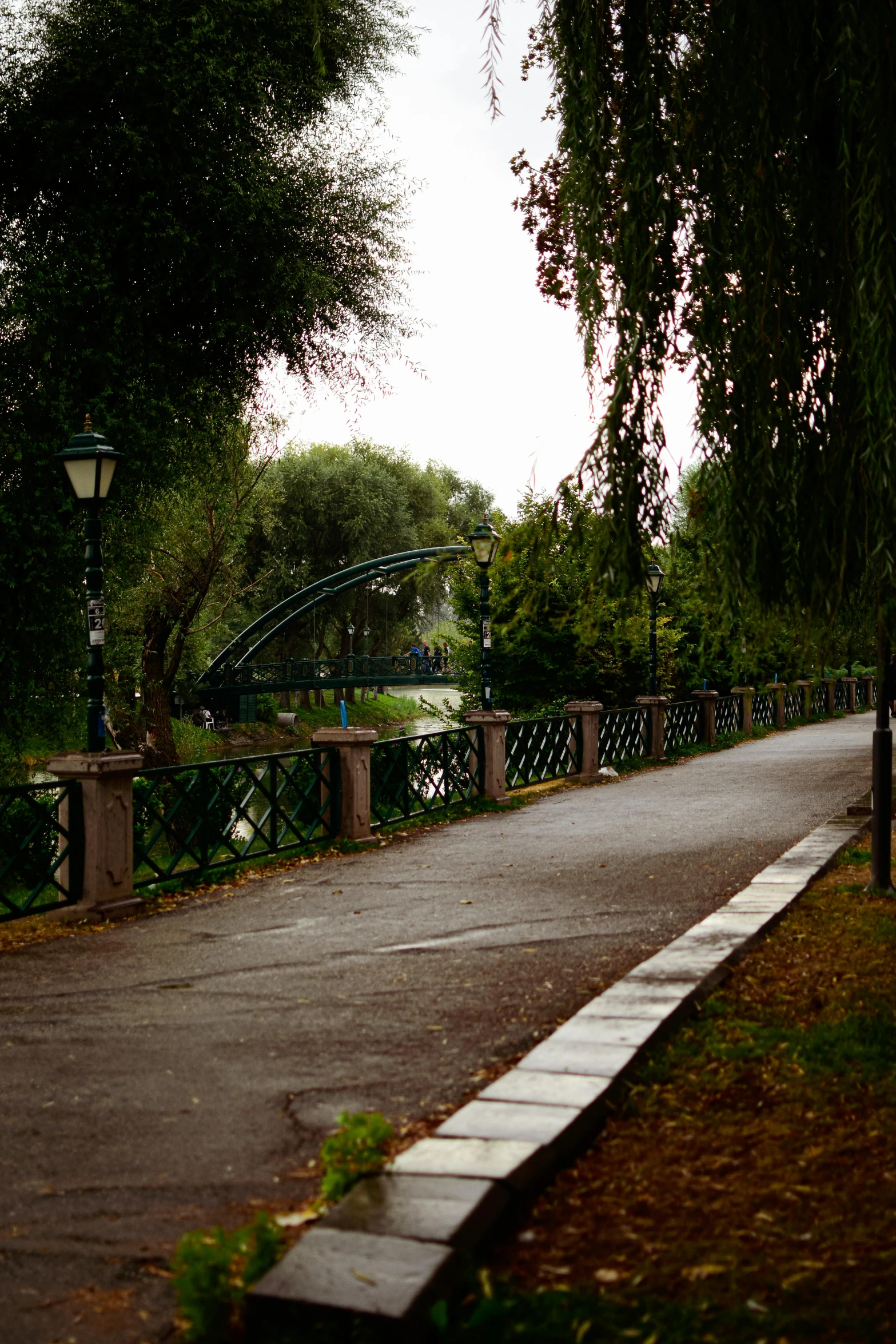 a bench overlooking a pond in a park