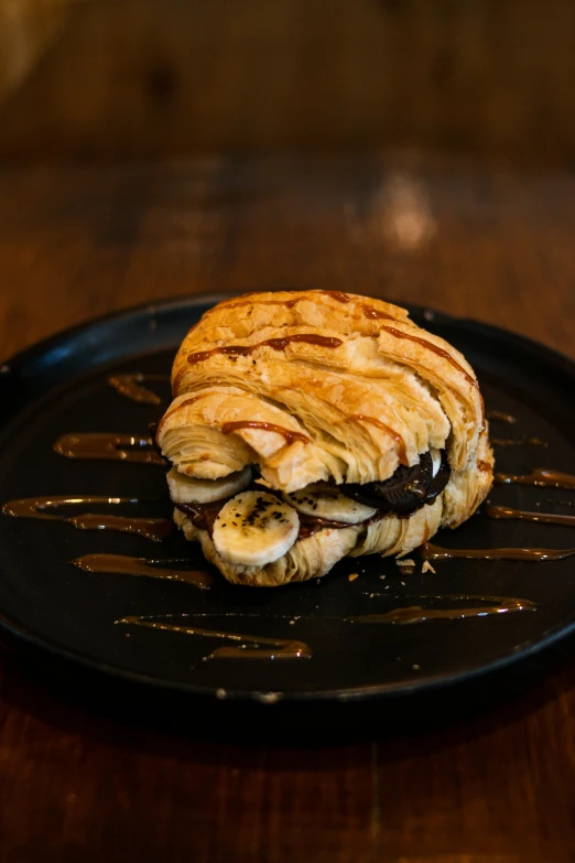 the pastry looks like it is made of banana slices