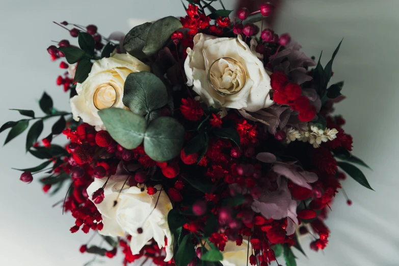 a bouquet of flowers sitting on top of a table