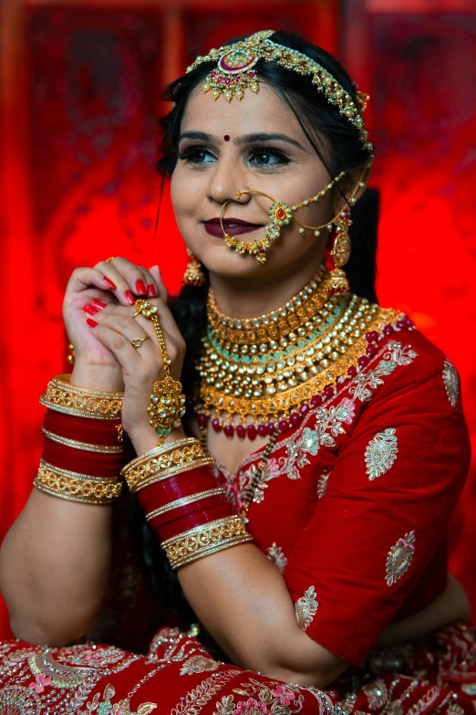 a close up view of a woman in a sari