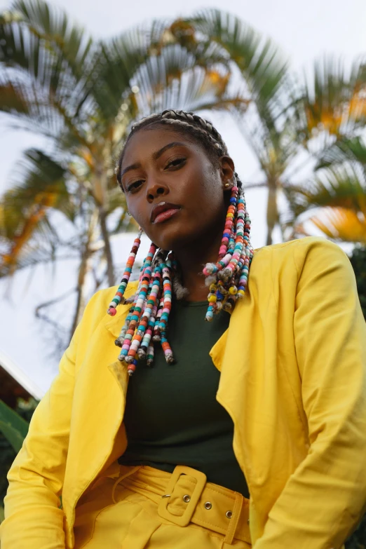 a person with many beads on their neck