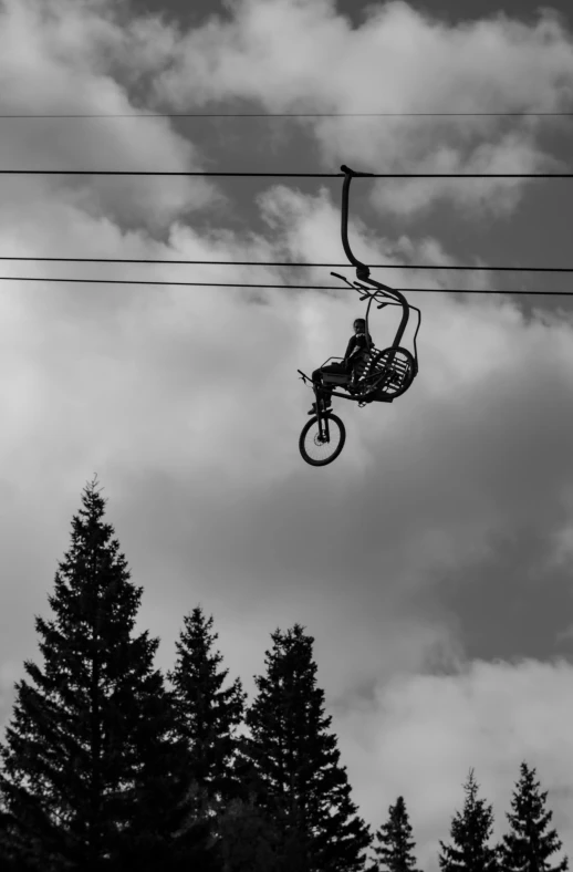 black and white pograph of someone doing a trick on a bike