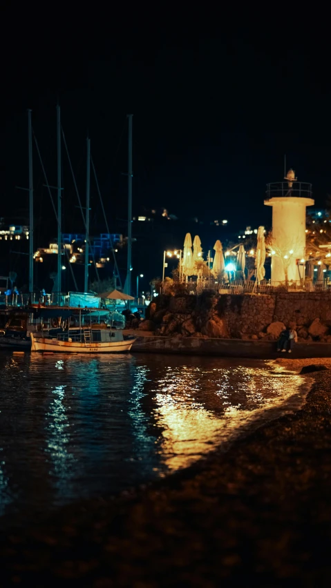 a body of water with boats near a boat dock