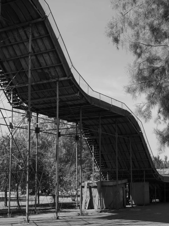 a view of a bridge with a rope structure