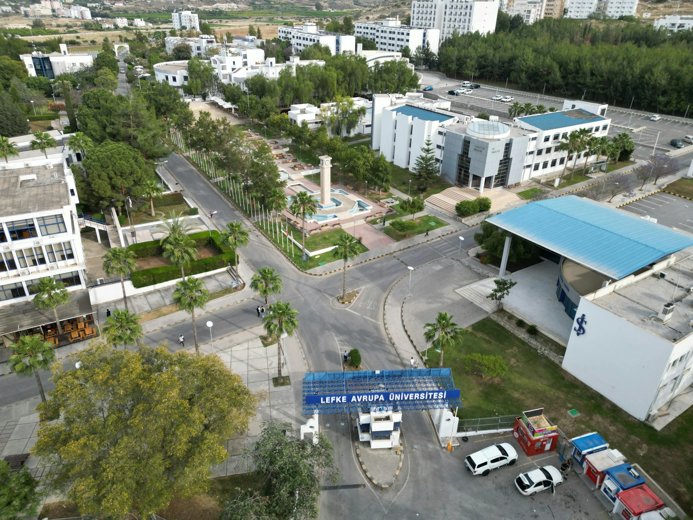 an aerial view of the streets in a city