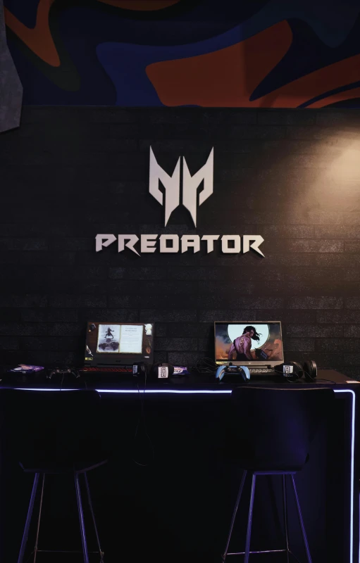 the front desk at predator is displayed for customers