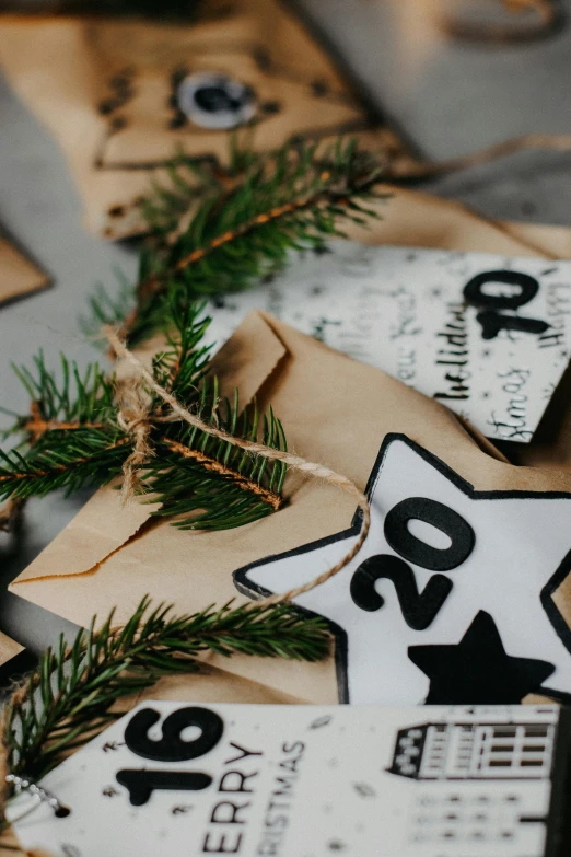 wrapping presents with a star cut out