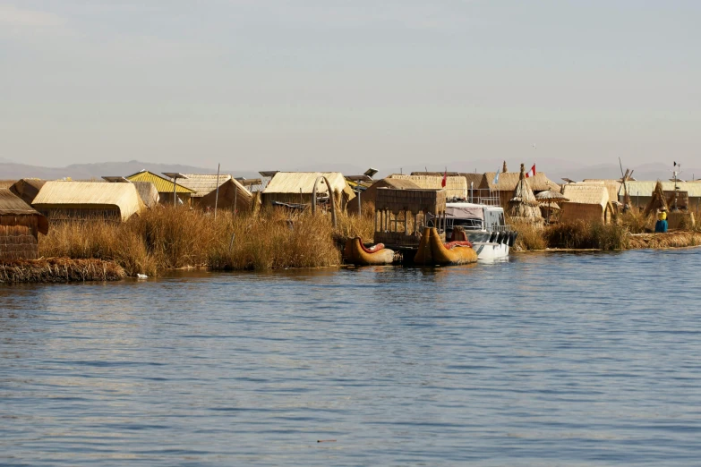 a small town is by the water on a boat