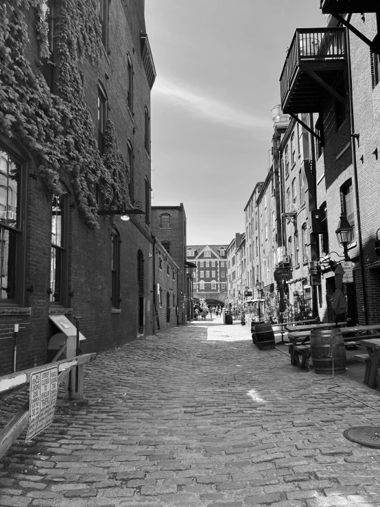 black and white pograph of a city street