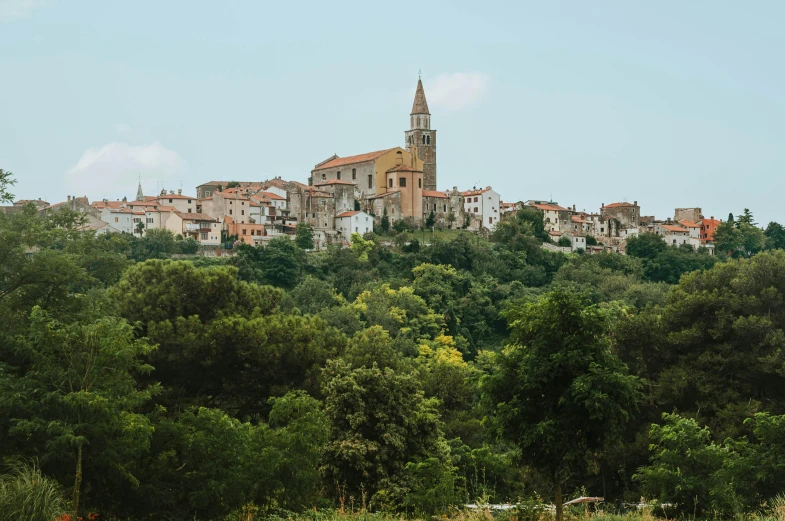 a view of the village of pies, including many horses