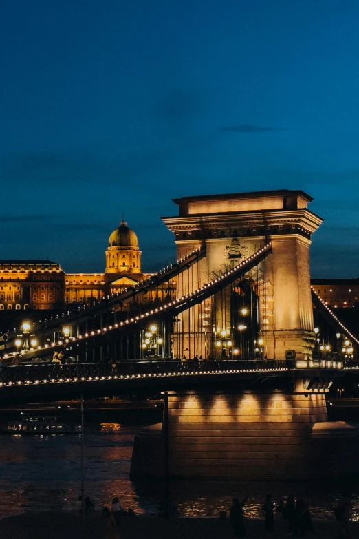 a night view of the budapest bridge spanning the river danube