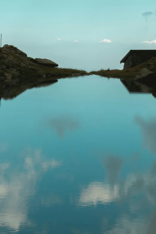 the water is calm and blue but it looks not so blue