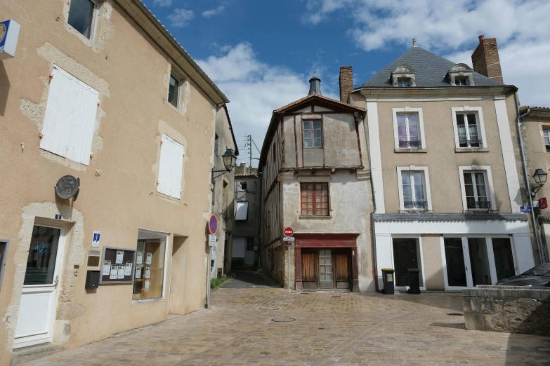 a row of buildings in an old european village