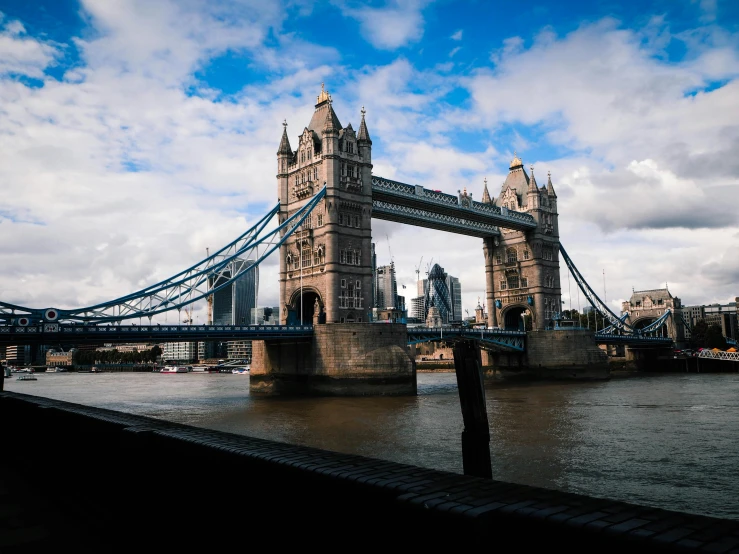 a view of the bridge spanning over a body of water