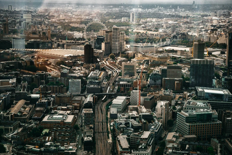 an overhead view of the city and roads in england