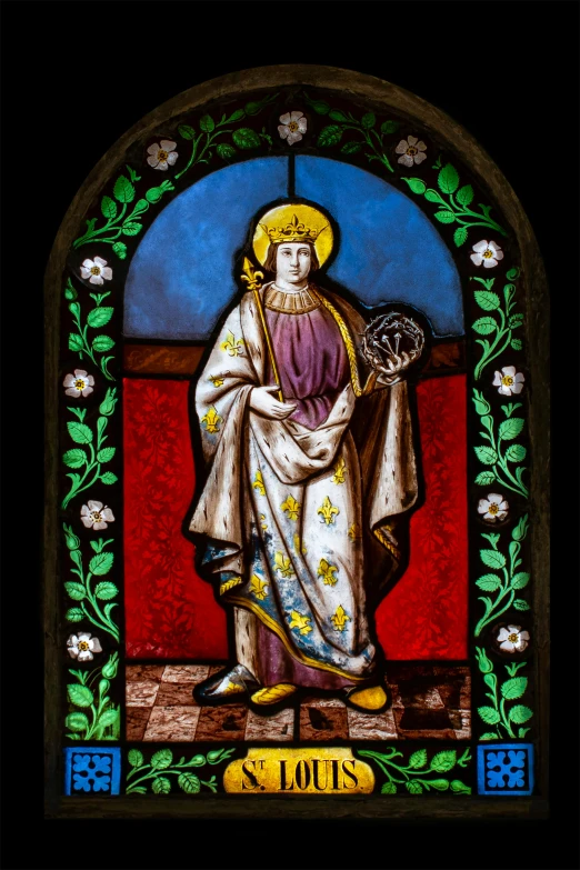 the stained glass in the church is depicting st louis