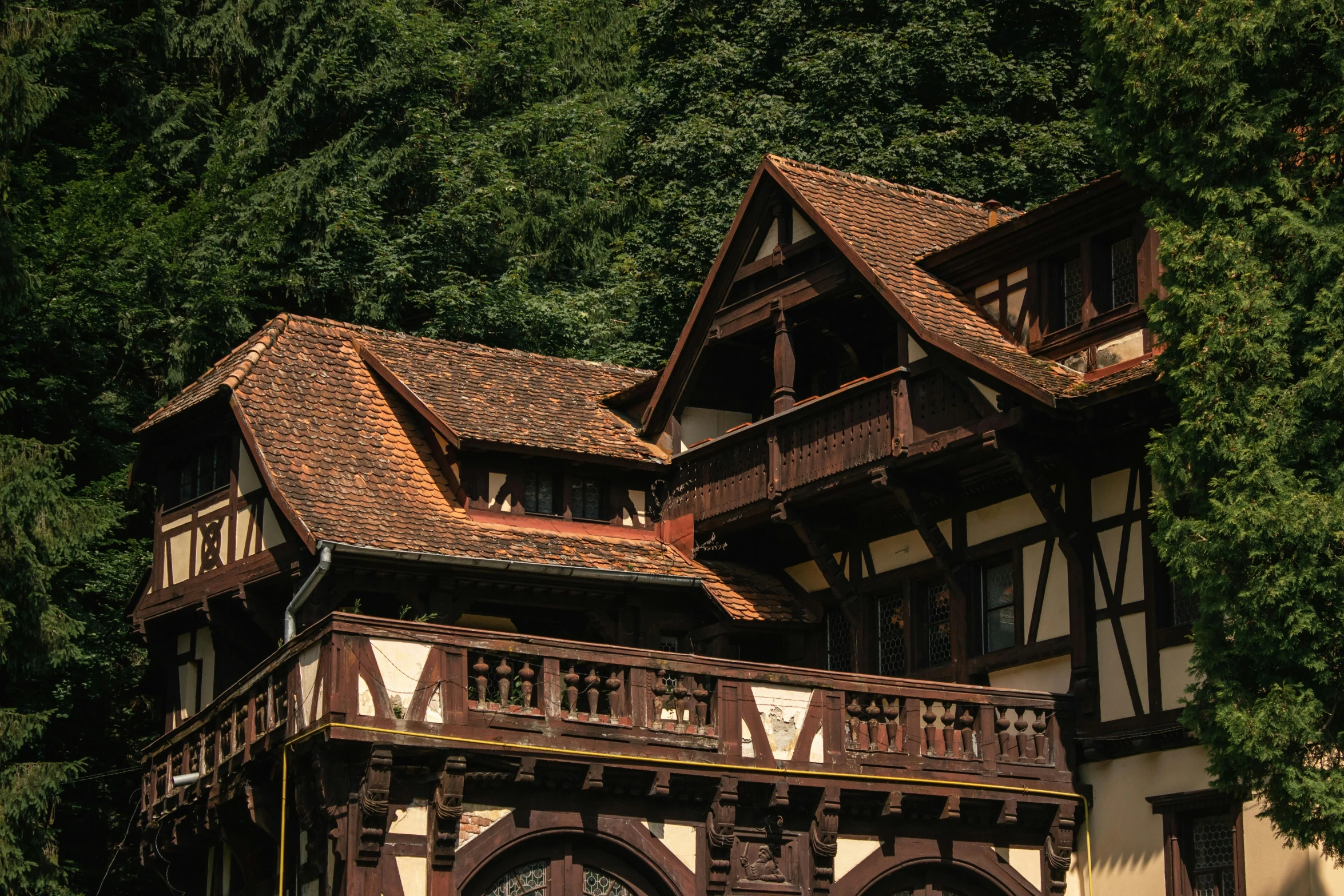 the large old house has many stories on it