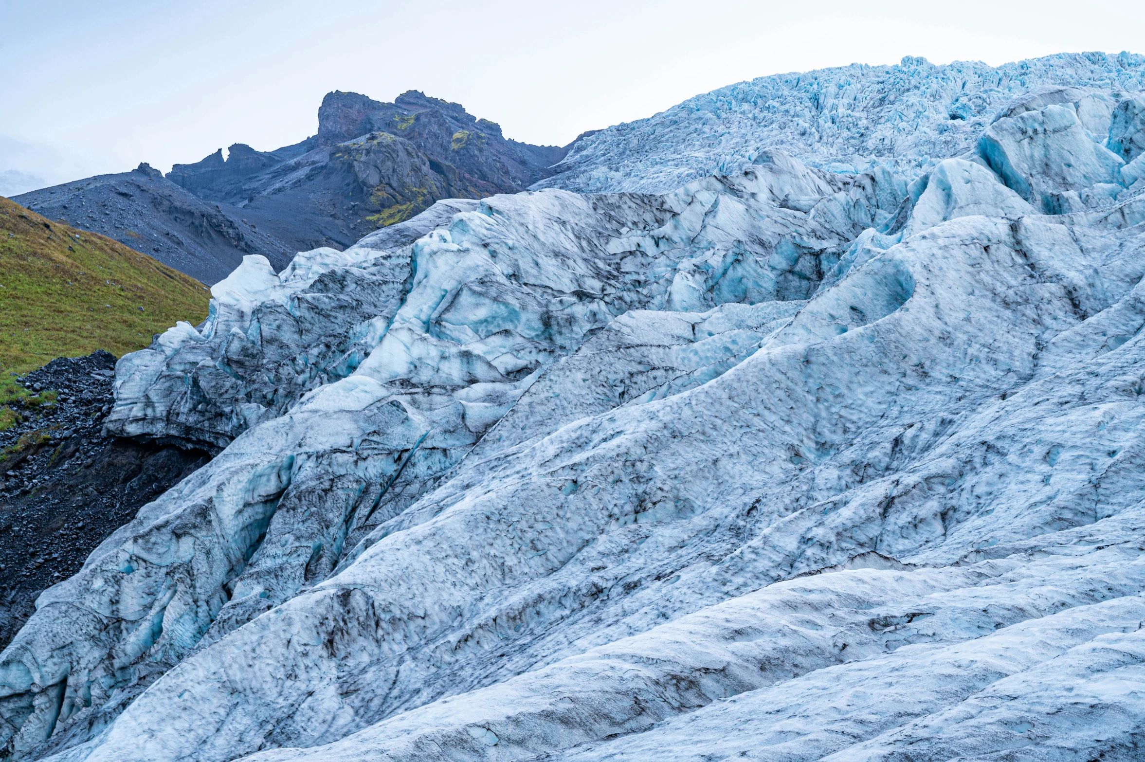 a glacier is shown with some very large formations