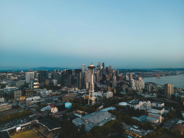 the city is very tall and surrounded by large buildings