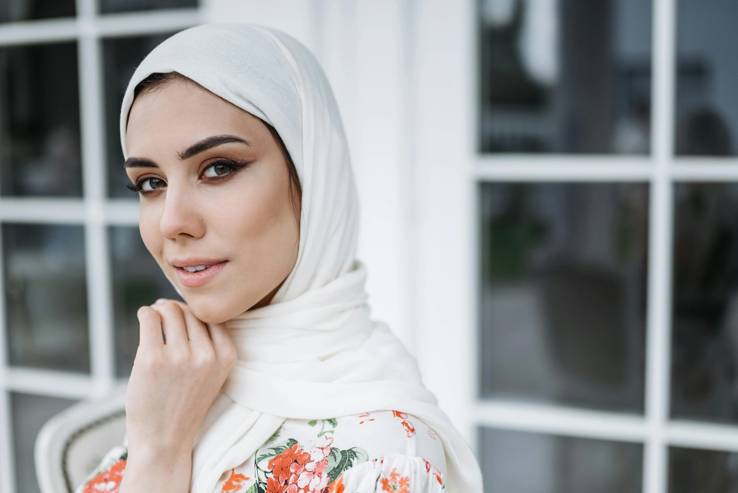 a beautiful young woman with a headscarf