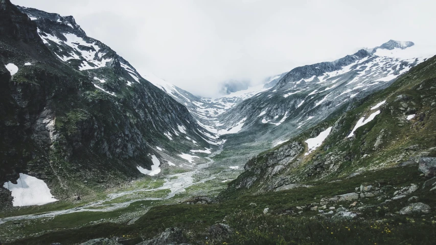 snowy mountains with a very high point of view