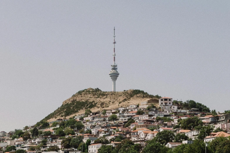 a view of a city perched on a hill