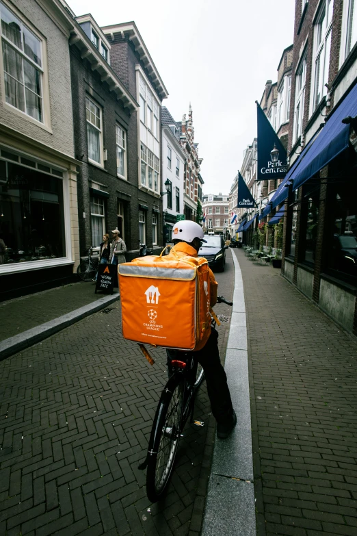 a person is on a bike that is parked