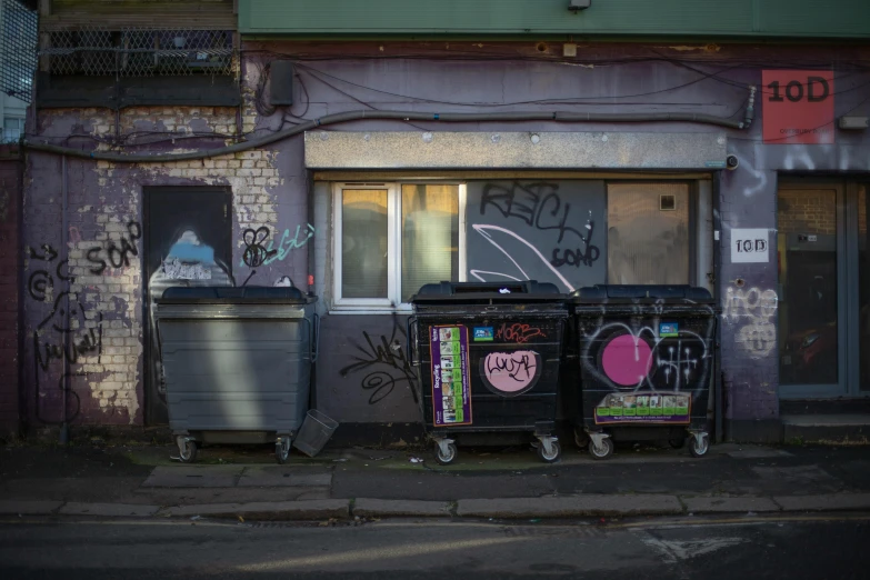 the city has graffiti on some buildings