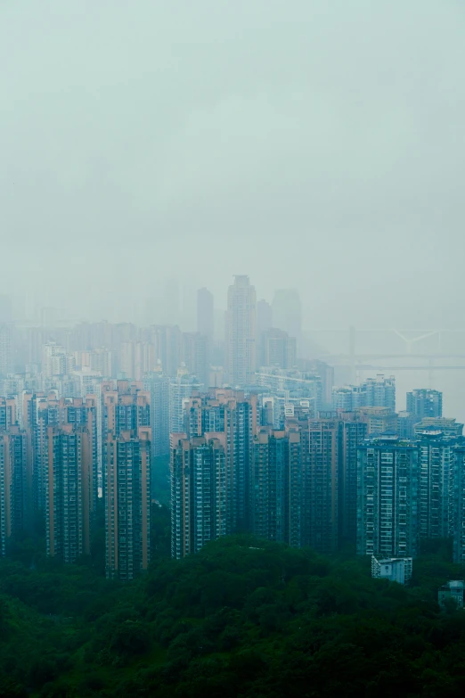 a bird's eye view of the tall buildings in the city