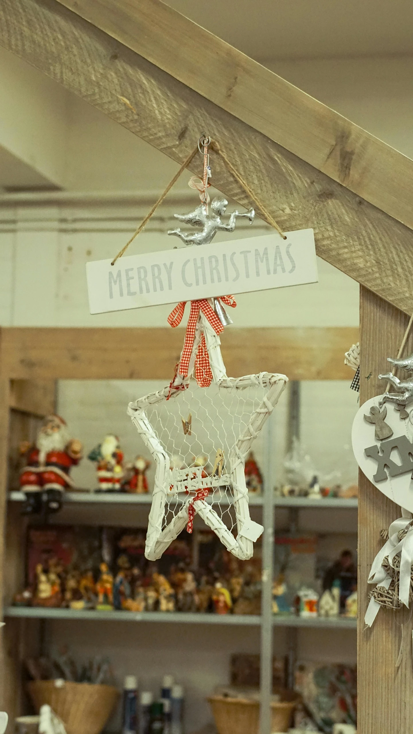 a wooden structure with a christmas star on it