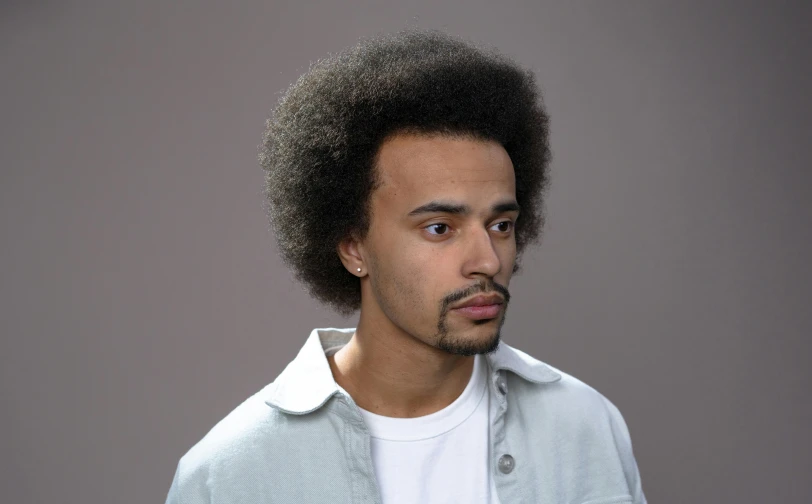an african american man with afro in a pose for a portrait