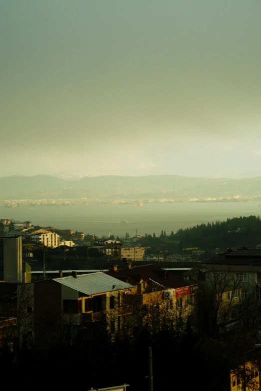 view of buildings from an outdoor viewing deck in the morning