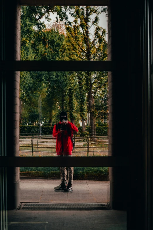 a reflection is placed in the open window