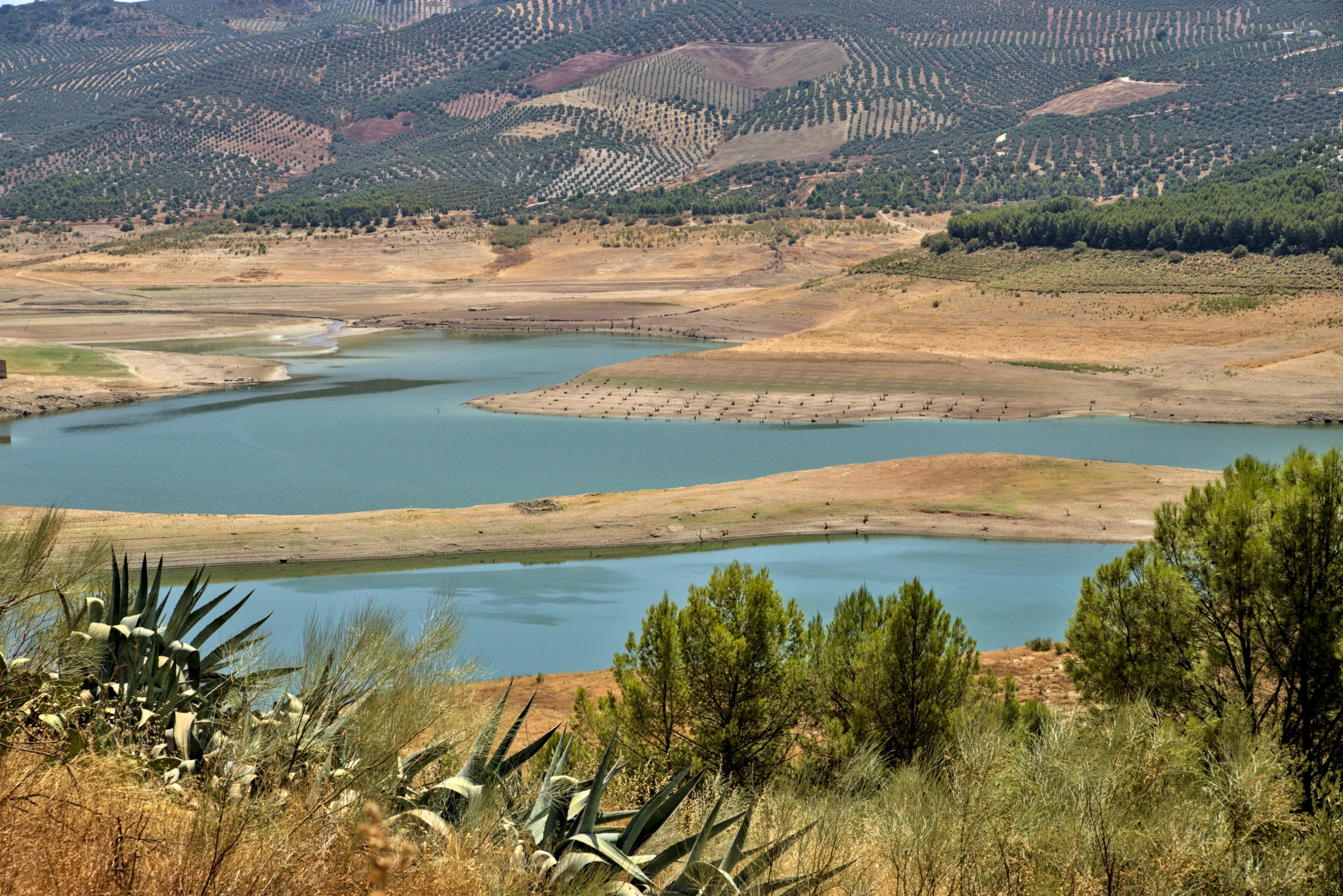 a large body of water surrounded by mountains