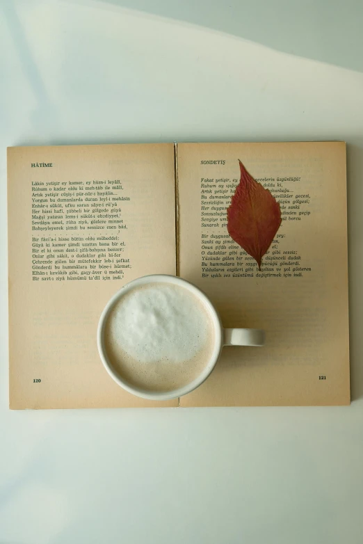 a book and a cup on a table